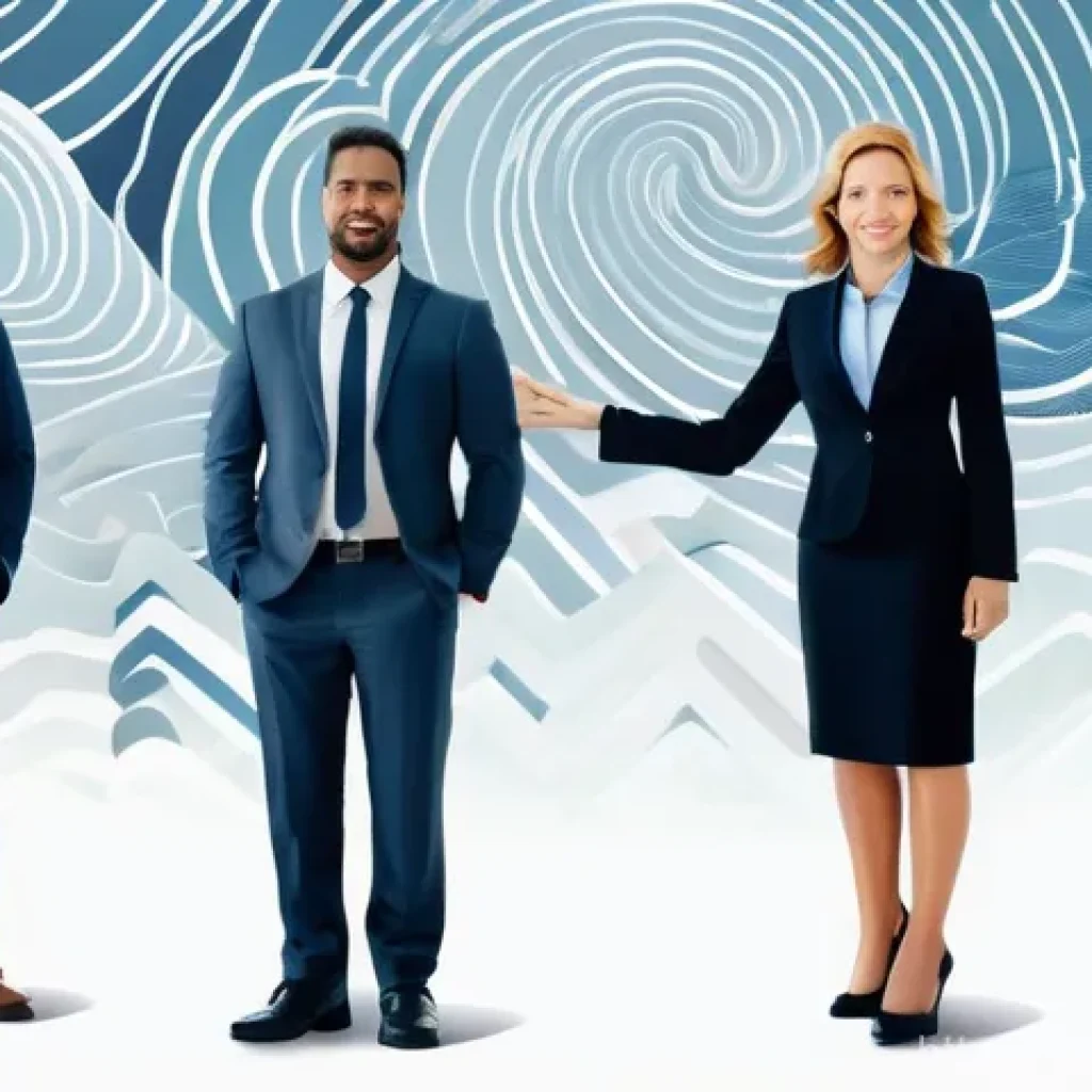 정신적 회복탄력성을 높이는 리더십 교육 - **Prompt:** A diverse group of professionals (male and female, various ethnicities, 30s-50s) stands ...