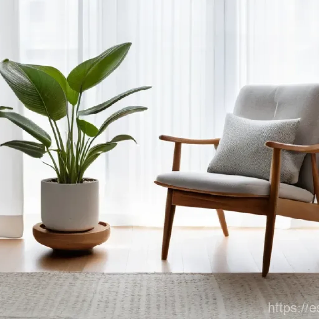 정신적 회복탄력성을 위한 환경 조성하기 - **Prompt:** A tranquil and inviting "calm corner" in a modern apartment, bathed in soft, natural day...