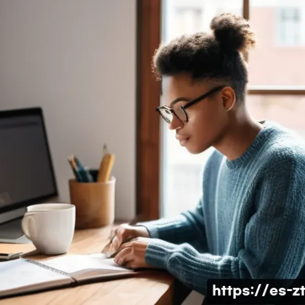 정신적 회복탄력성을 위한 자원 관리 방안 - **Prompt:** A young adult, gender-neutral, in a modern, well-lit home office, surrounded by a realis...