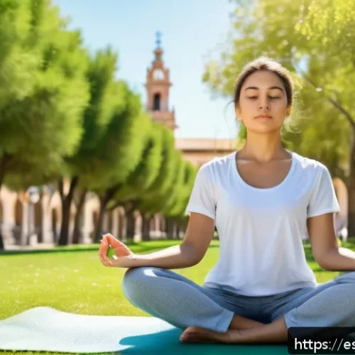 정신적 회복탄력성과 자기효능감의 관계 - A serene and inspiring scene of a confident young adult woman practicing mindfulness meditation outd...